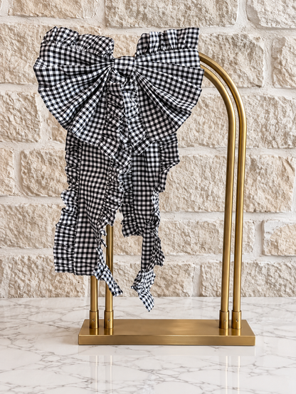 Black Gingham Ruffle Bow