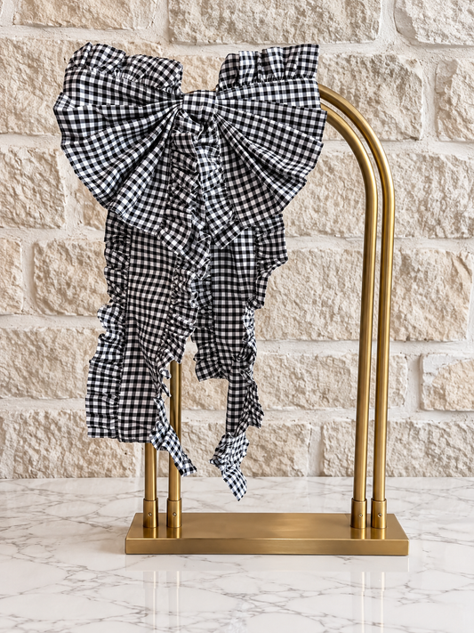 Black Gingham Ruffle Bow