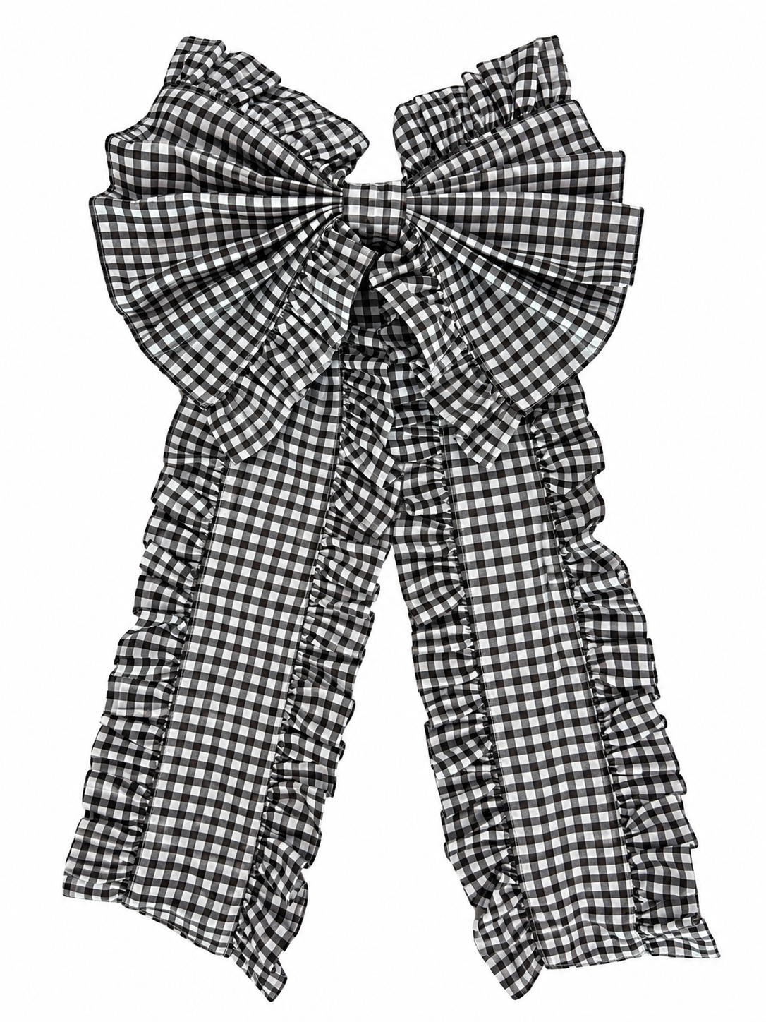 Black Gingham Ruffle Bow